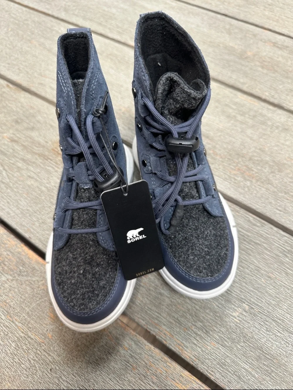 SOREL Kids' Explorer Waterproof Lace-Up Boot Blue India Ink/Moonstone Size 11